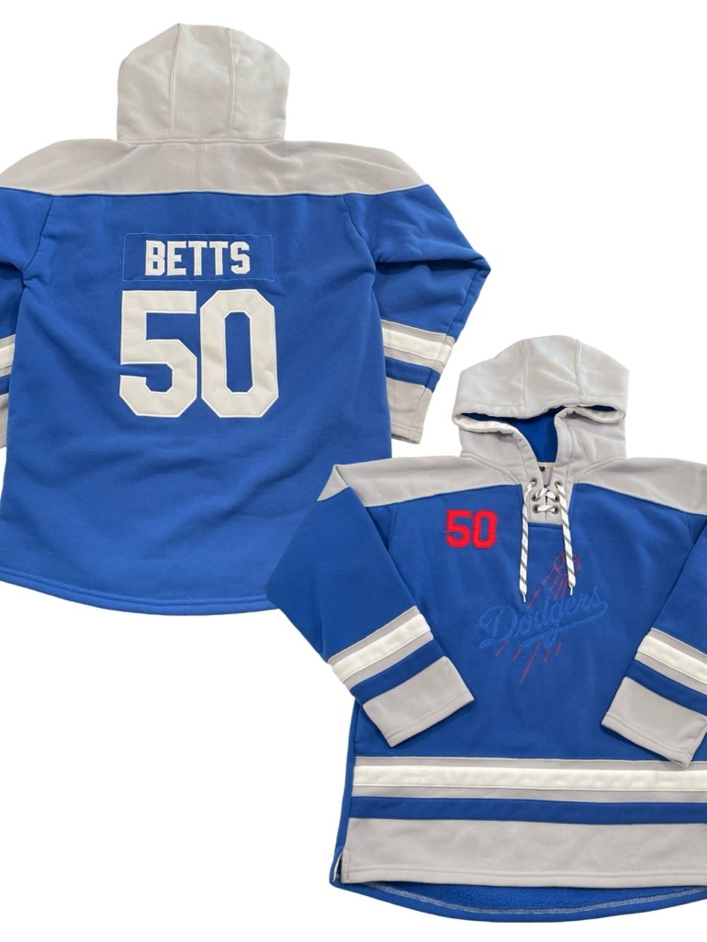 Los Angeles Dodgers Mookie Betts 50 Size L Blue Pullover Hoodie Sweatshirt